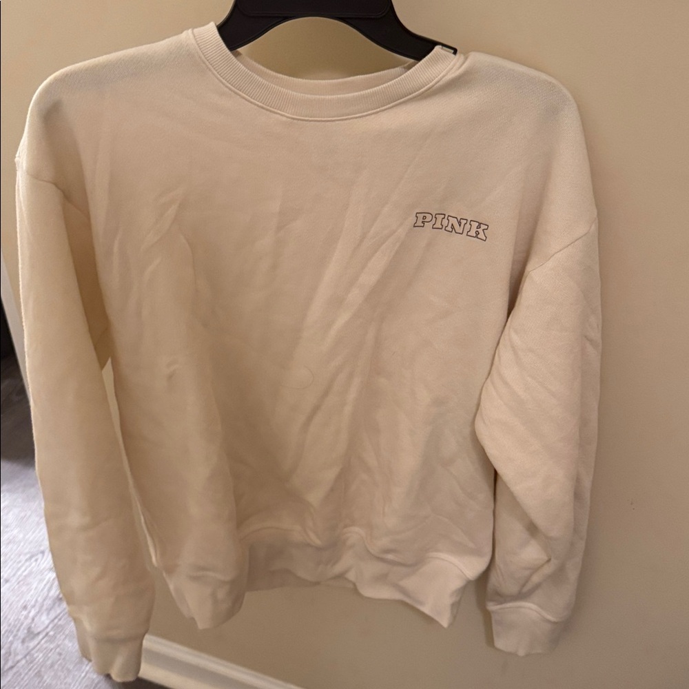 PINK Victoria's Secret Women’s Off-White Crewneck Sweater